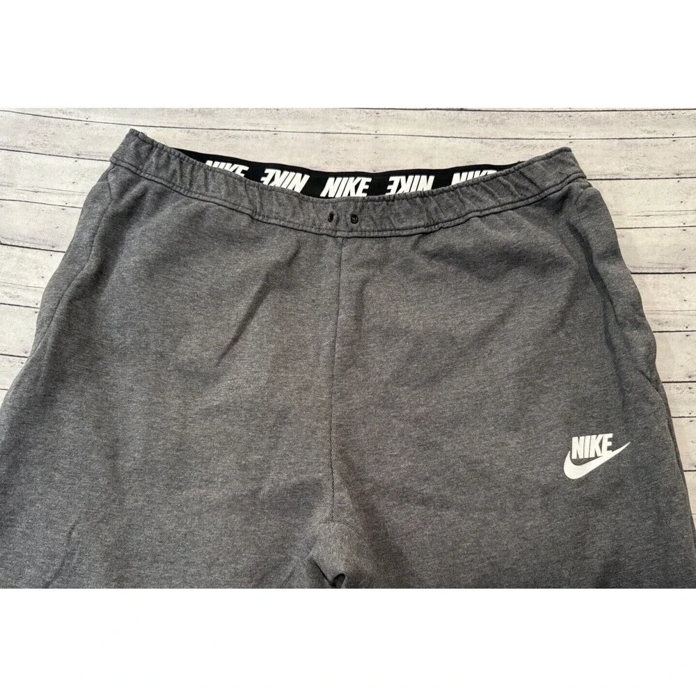 Nike Mens Heavyweight Fleece Sweatpant Size 2XL Gray No Drawstring Zip Pockets